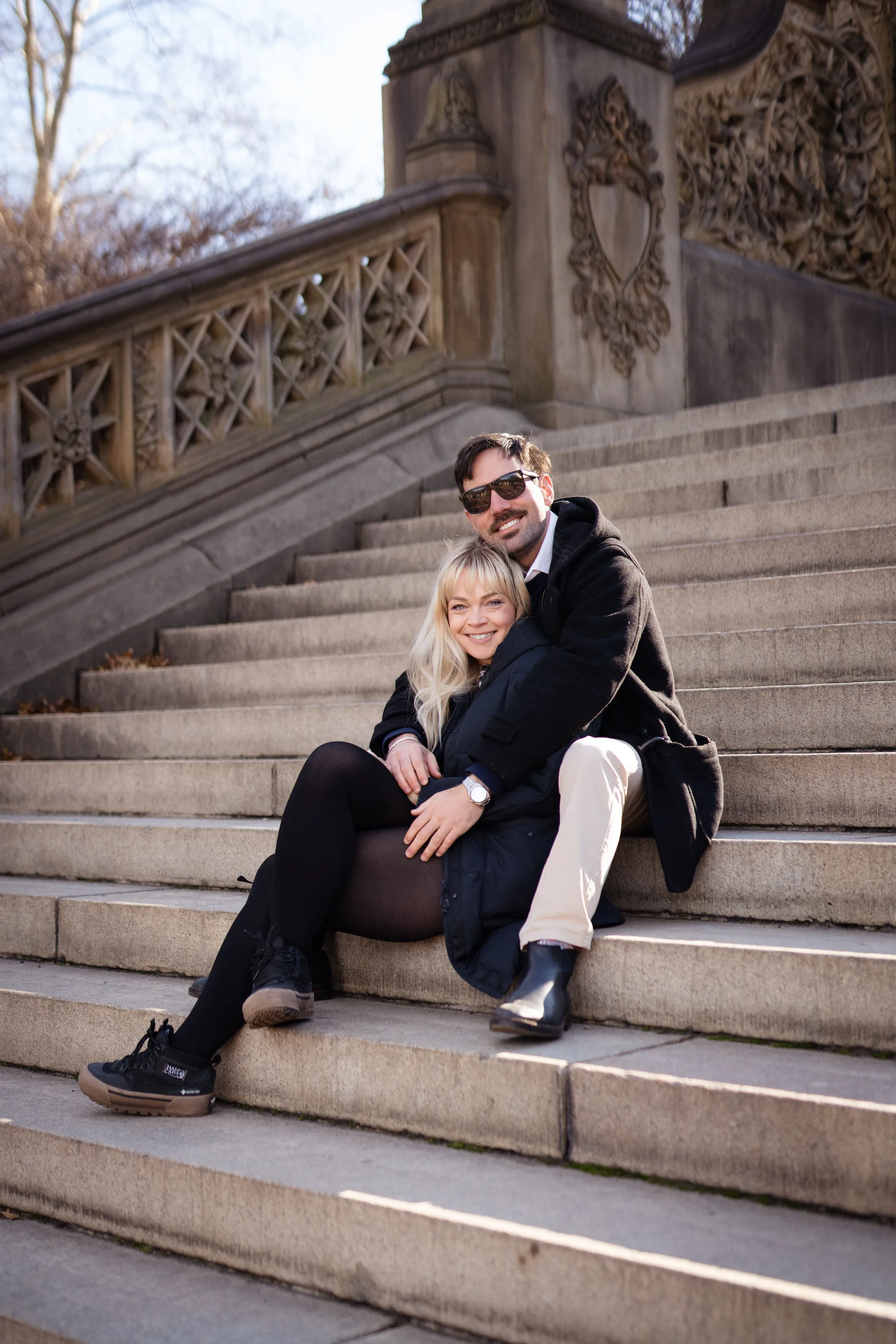 Sally and Igor on the steps in Central Park